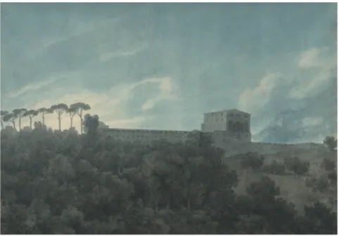 Figure 20.3  John Robert Cozens, View of the Villa Lante on the Janiculum in Rome,  watercolor over traces of graphite, 1782–83