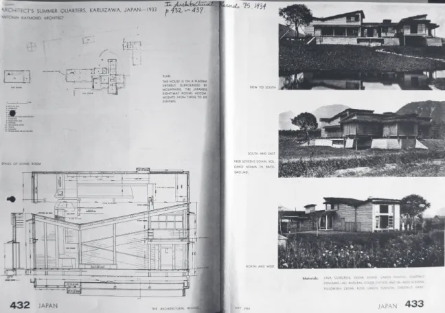 Fig. 1 : Publication de la maison d’été à Karuizawa dans la revue Architectural Record (mai 1934).