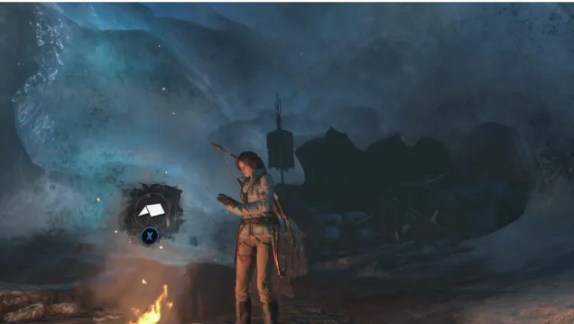 Figure 3 (p. 35) : L’interaction du joueur avec le monde virtuel par la médiation de l’avatar  dans Rise of the Tomb Raider