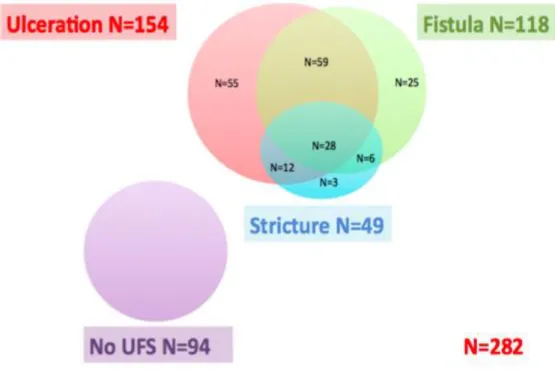 Figure 2 : distribution des lésions anales en accord avec la classification de Cardiff (UFS) 