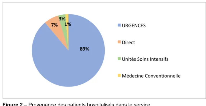 Figure 2 – Provenance des patients hospitalisés dans le service. 