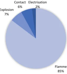 Figure 9: Mécanismes des brûlures, total sur les deux ans d’étude 
