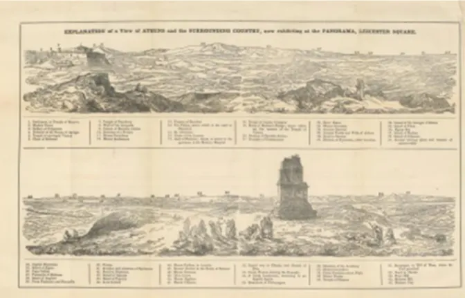 Fig. 7 : Robert Burford. « Explanation of a view of Athens and the surrounding  country, now exhibiting at the Panorama, Leicester Square »
