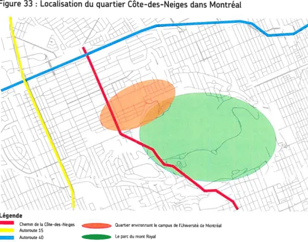 Figure 33 Localisation du quartier Côte-des-Neiges dans Montréal