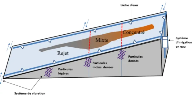 Figure 3.2 Schéma de la table de Mozley pour concentrer les sulfures denses 