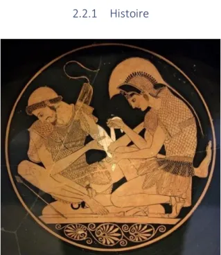 Figure V - Médaillon faisant figurer Achille pansant  Patrocle. 
