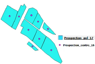 Figure  6:  Illustration  des  parcelles  de  2017  de  type  polygone  et  des  parcelles  de  2016  de  type  centroïde  pour  la  fusion  de  ces  deux  années.(Source : GDON des Bordeaux)
