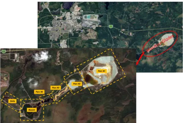 Figure 3.1: Localisation géographique du site minier Manitou/Goldex et ses quatre parc à résidus   (tiré de  https://archives.bape.gouv.qc.ca/sections/mandats/Mine_Akasaba_ValdOr/documents/DA15.3.pdf)