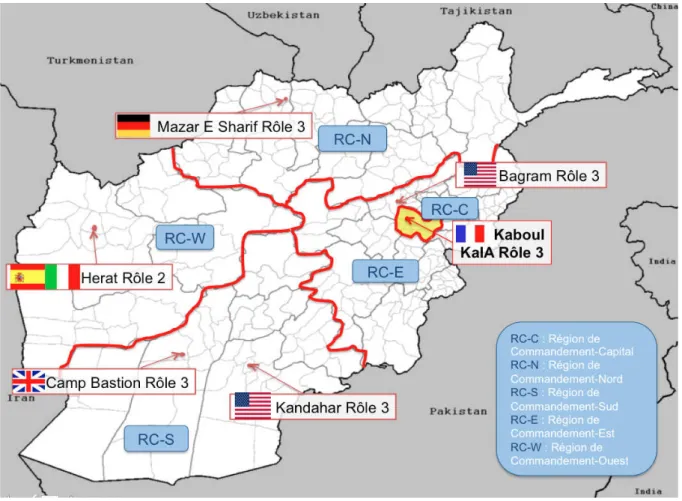 Figure 7 - Répartition géographique du soutien santé de la coalition en Afghanistan 