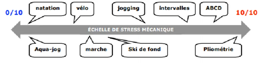 Figure 8 : Niveau de stress selon les pratiques sportives 12  (D’après Blaise Dubois, La  clinique du coureur, 2001) (70) 