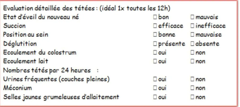 Figure 4: Observations des tétées. 