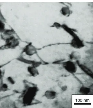 Fig. 2.6 Configuration representing particle dislocation interactions in 2014 Al,  revealing the presence of threshold stress [66]