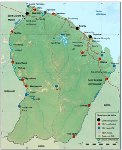 Figure 1 : Les structures de soins en Guyane (15) 
