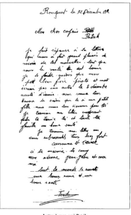 Illustration : lettre de Garçounet à Patrick