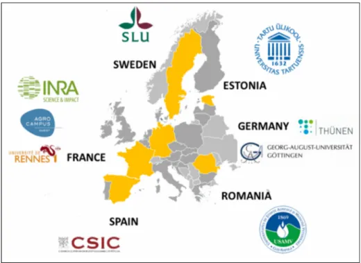 Figure 1: Carte des Pays partenaires du programme SoilMan. 