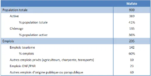 Tableau 3 : Répartition de l'emploi et du chômage à Mafate estimée par le TCO en 2015 