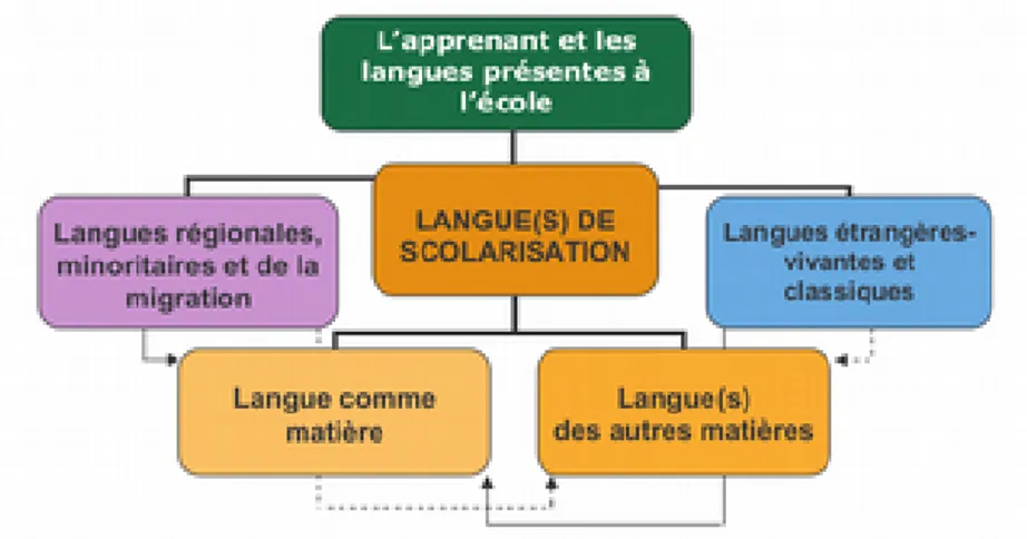 Figure 1 : Langues dans l’éducation / langues pour l’éducation (Beacco, Byram, Coste &amp; Fleming, 2009b, p.