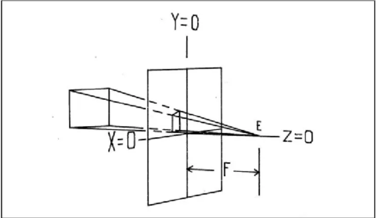 Figure 2 : Interprétation graphique de la transformation de perspective (Johnson, T. E