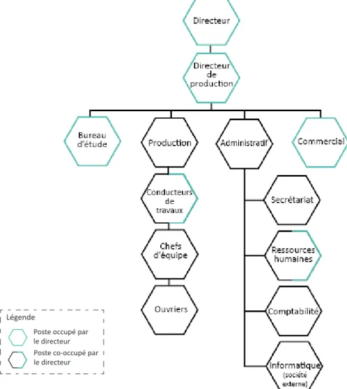 Figure n°3 : Organigramme de la société Pépinière et Paysage (Juillet 2018, C. Le Joly)