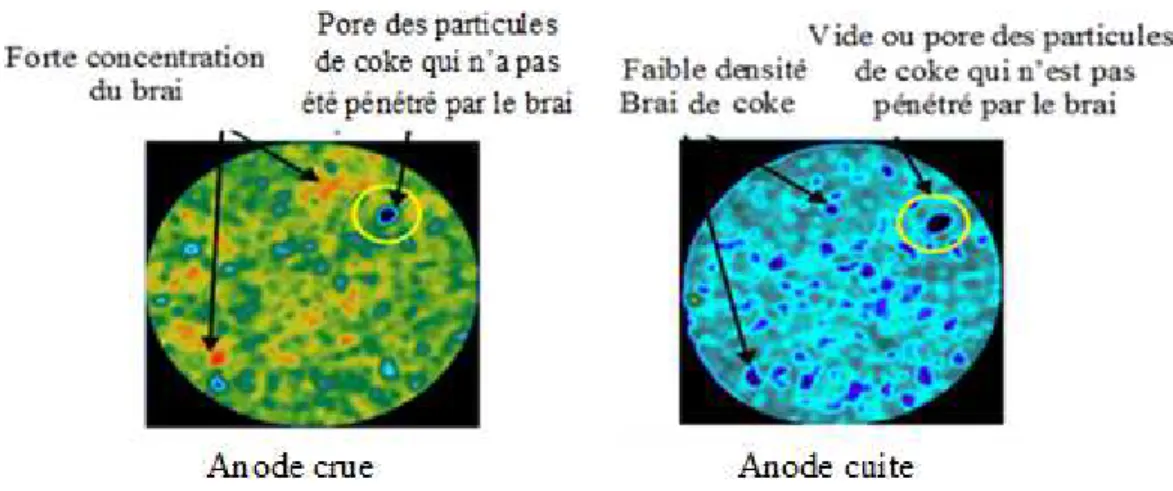 Figure 2.13 : Image de comparaison entre une anode crue et une anode cuite [83]. 