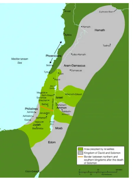Figure 3 : Le royaume de l’Israël ancien (X e  siècle av. J.-C.) 