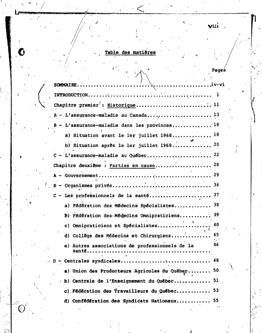 Table  des  mat1êres 