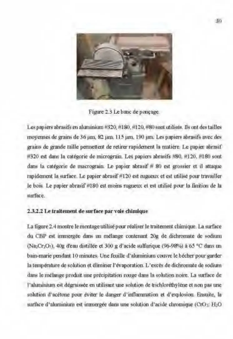 Figure 2.3 Le  banc de  ponç age. 