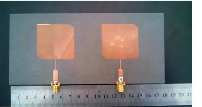 Figure  3.5 Photo du réseau d'antennes patch  à  pola1isation circulaire fab1iquée  au laboratoire LRTCS