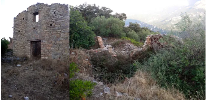 Figure 2 : Façade de la maison en  ruine sur le site. 