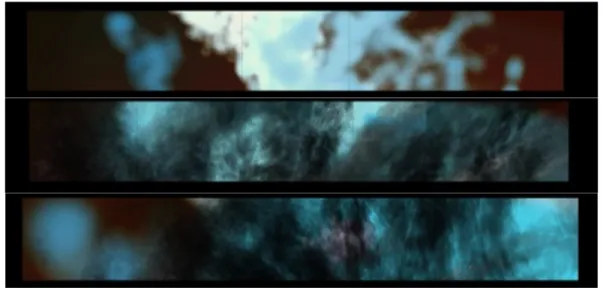 Figure 14.  Trois séquences tirées de l’animation de L’espace du milieu (2011). 