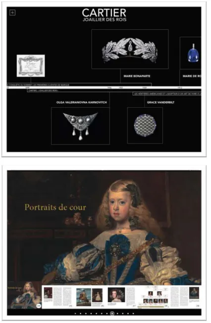 Figure 3. Captures écrans des interfaces d’accueil des e-albums d’exposition Velásquez  et Cartier (RMN) conçus avec le logiciel d’Aquafadas 