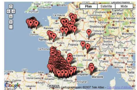 Figure 1: points d'enquête des ressources présentes dans le CRDO concernant la   métropole.