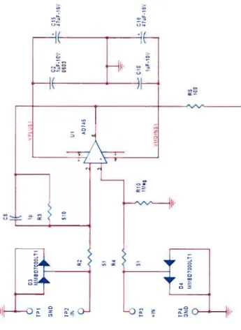 Figure 6-15: Le diagramme électrique du premier étage des préamplificateurs utilisés avec les générations I et II du système d’acquisition de données.