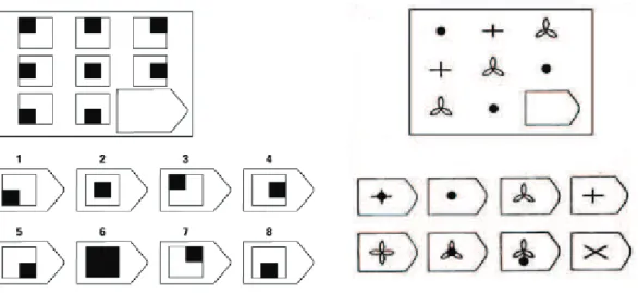 Figure 2. 7. Exemple de deux matrices progressives de Raven (Vezneva, 2011) 
