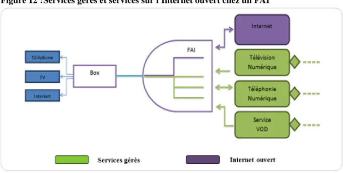 Figure 12 : Services gérés et services sur l'Internet ouvert chez un FAI 