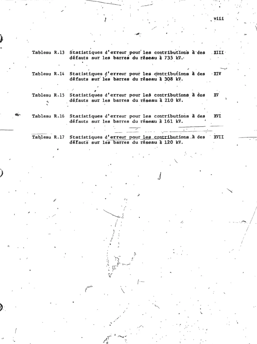 Tableau  R.13  cS'tatistiques  dt erreur  pour' les  contr1.but'ions  a'  des  , XIII ' 