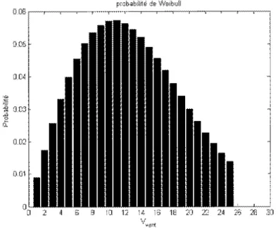 Figure 2-13 Distribution de la probabilité de Weibuli 