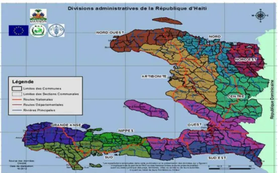 Figure  1. Division administrative de  la République d'Haïti, 2016 