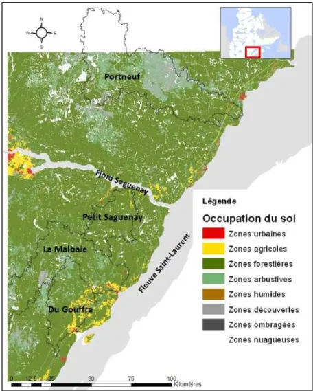 Figure 1.6 Carte d’occupation du sol de la région Charlevoix – Haute-Côte- Haute-Côte-Nord 