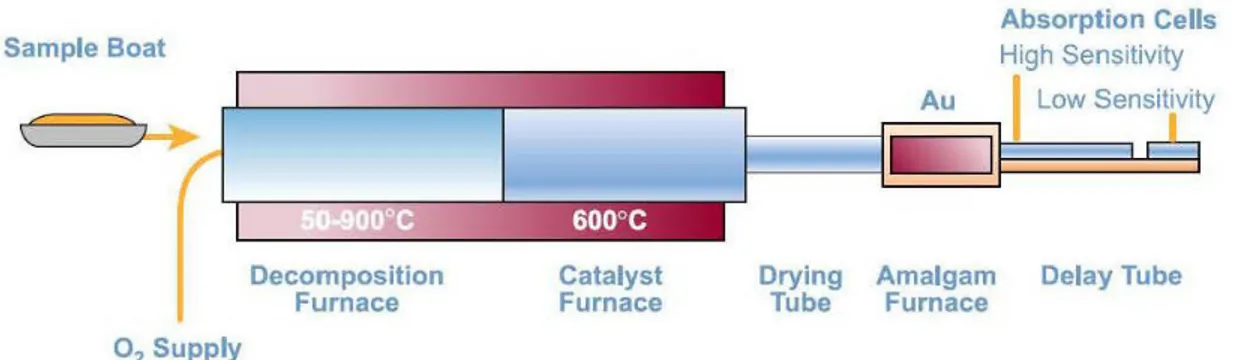 Figure 4.9  Principe de 1 'analyse du mercure par spectrophotométrie  d'absorption atomique (PerkinElmer®) 