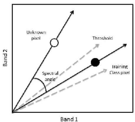 Figure 7.  Illustration de l’angle spectral cartographique (SAM) 