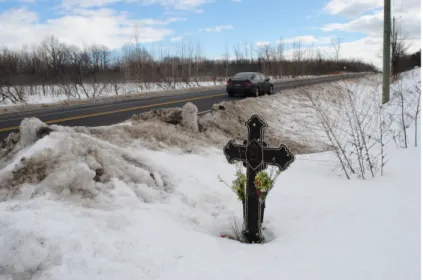 Figure 13.  Croix sur la rue de Montbrun, Boucherville (© Geneviève Boyer, 19 février  2017)