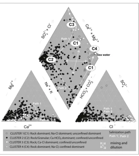 Fig. 11 is a generalized cross-section showing the di ﬀ erent salinization pathways occurring in the SLSJ area