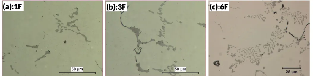 Figure 5 - Microstructures of experimental alloys after 648K (375°C)/48 h (before etched)