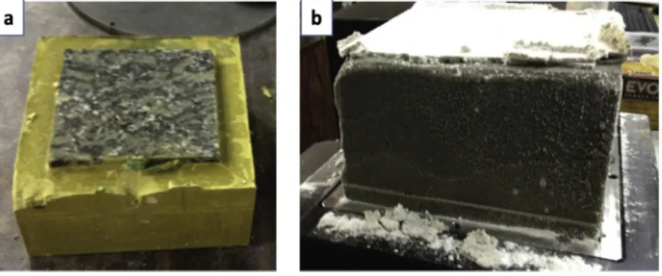 Fig. 4 shows two granite rock footwalls with smooth surface (Fig. 4a) and two CPB specimens with smooth surface (Fig