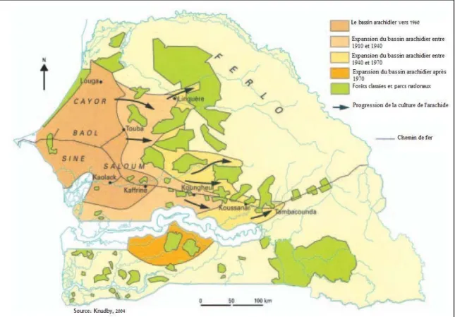 Figure IV-10: Expansion spatiale de la culture de l'arachide au Sénégal 