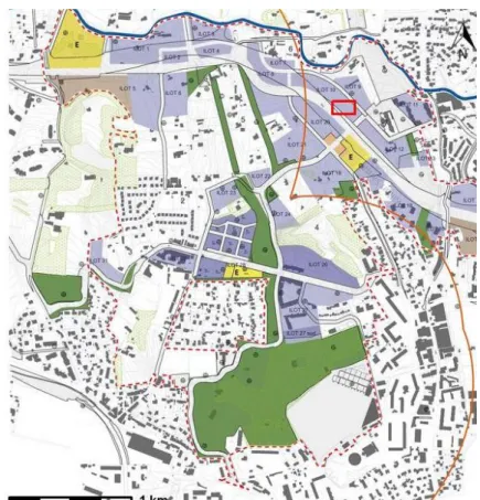 Figure 32 : Plan guide de la ZAC Sainte-Marthe et localisation du périmètre d'intervention (rouge),  Aix-Marseille Métropole 