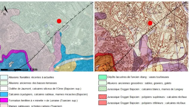 Figure 29 : Cartes géologique et hydrogéologique du site d’intervention, Infoterre BRGM 