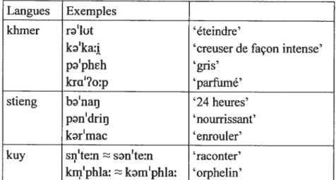 Tableau 2. Exemples de pieds dissyllabiques dans les langues MK 1.2.1.2 Consonnes