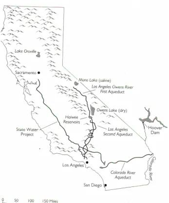 Figure 1: les sources d'eau de la Californie du Sud: un système interconnecté                    Source : Mulholland (2001) 